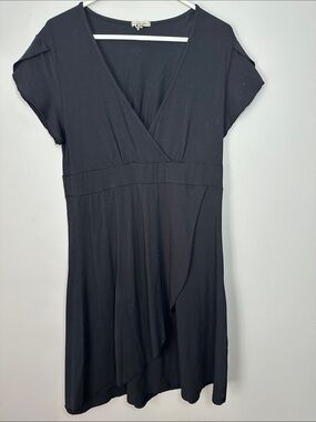 Women's Black V-Neck Faux Wrap Dress size L